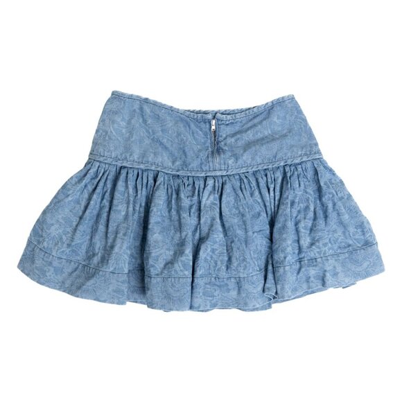 Isabel Marant Étoile Blue Chambray Cotton Linen Tiered Mini Skirt Size 40 - Picture 3 of 9